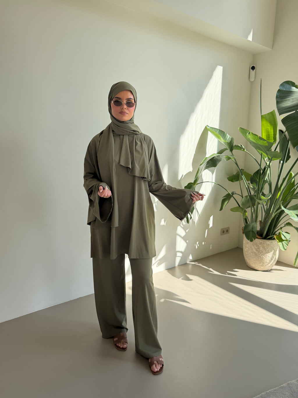 Wide Leg Burkini Khaki