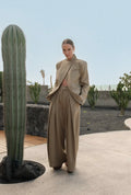 Chella khaki wide leg trousers