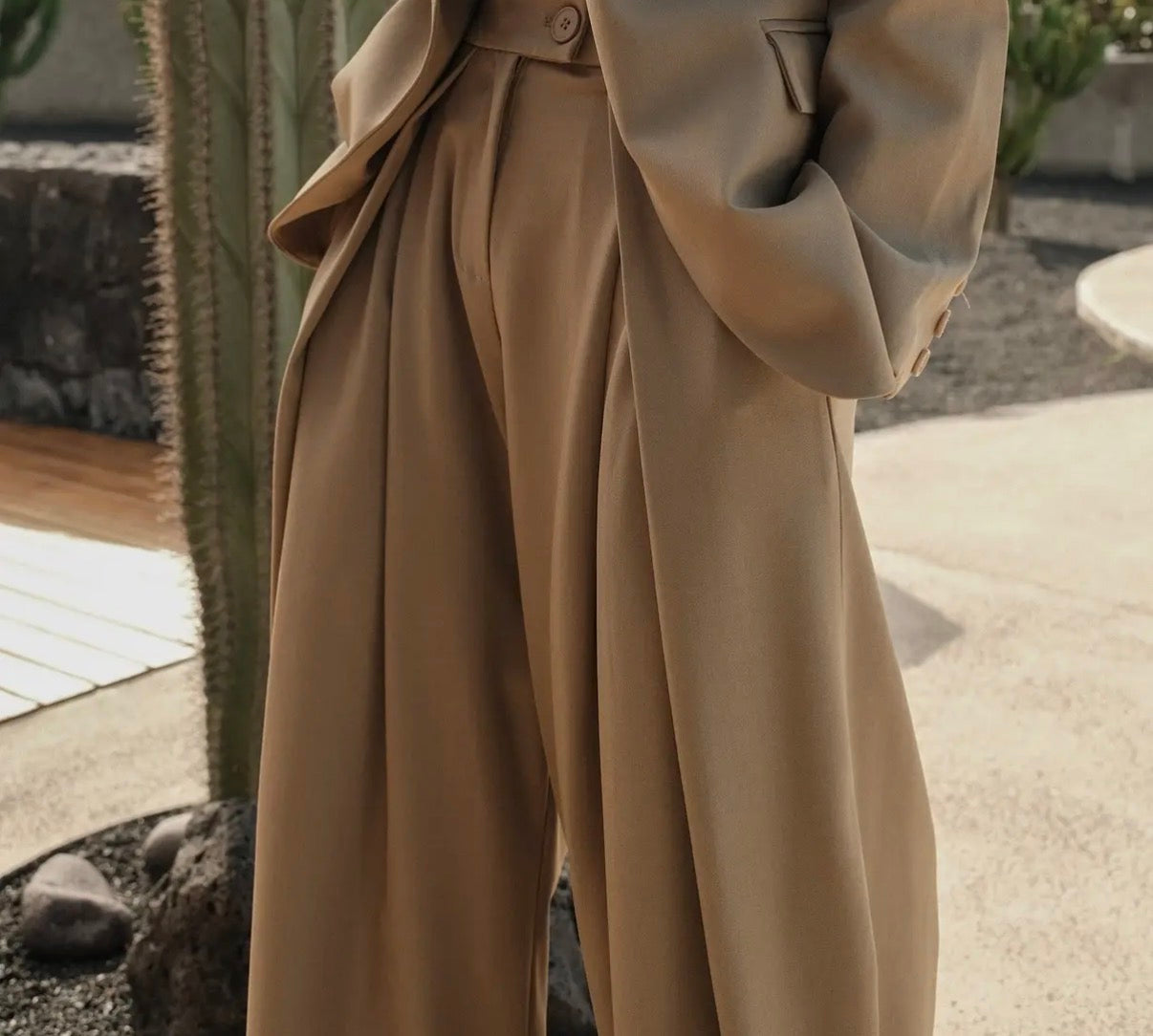 Chella khaki wide leg trousers