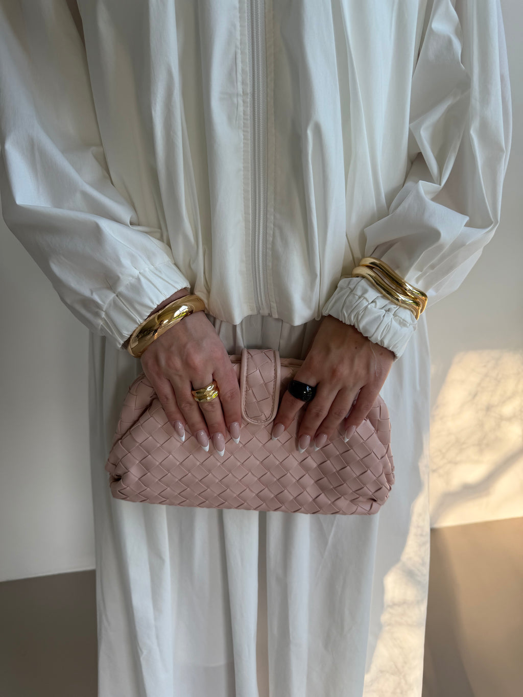 Woven Clutch Bag - Vegan Leer