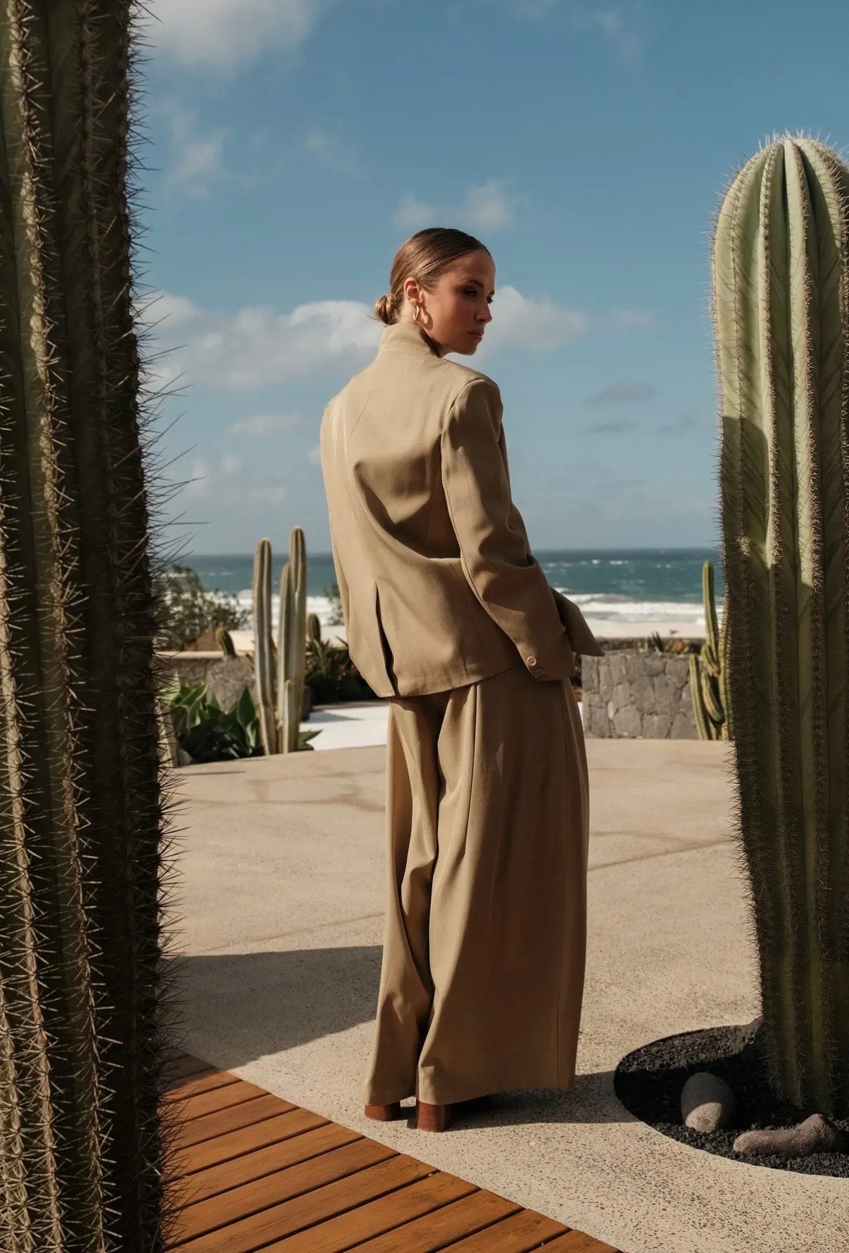 Chella khaki wide leg trousers