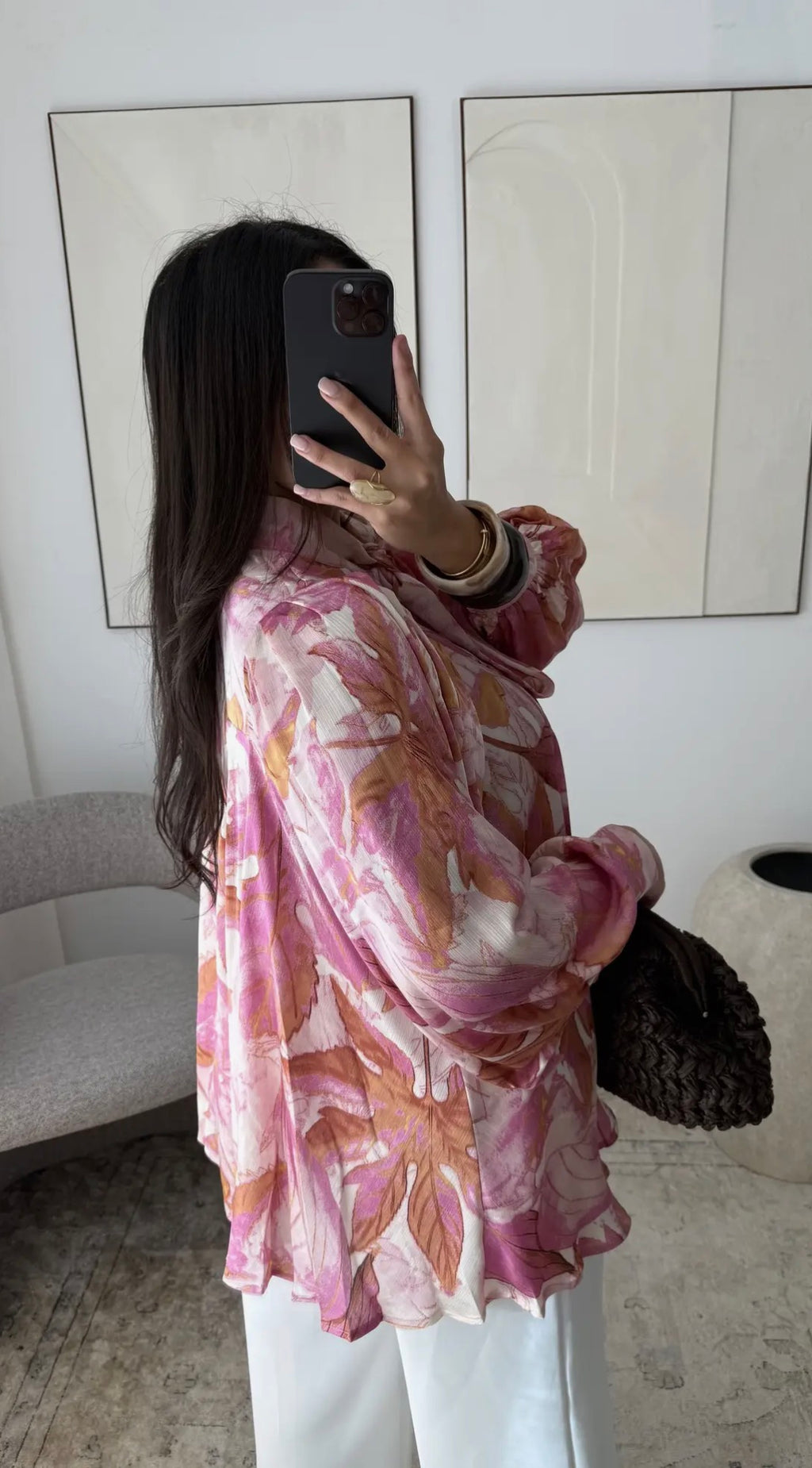 Botanical Bow Blouse Pink