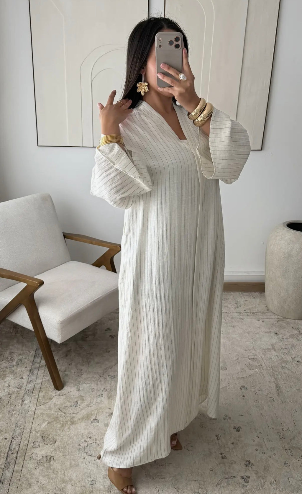Mayssa Stripe Dress – White