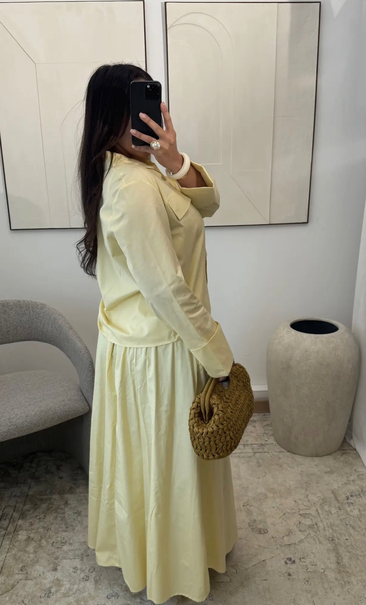 Yellow Poplin Skirt Set