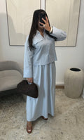 Blue Poplin Skirt Set