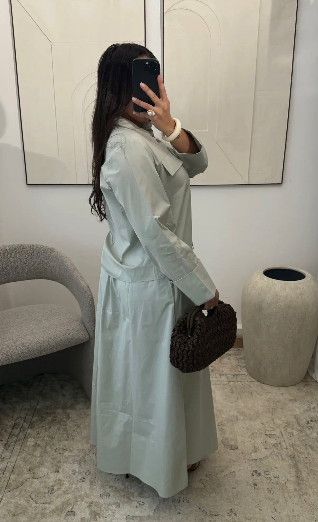 Sage Green Poplin Skirt Set