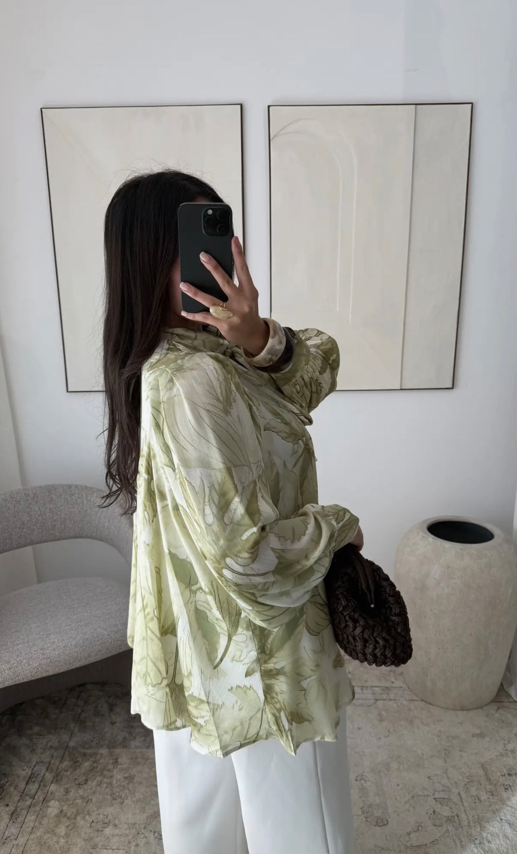 Botanical Bow Blouse Green