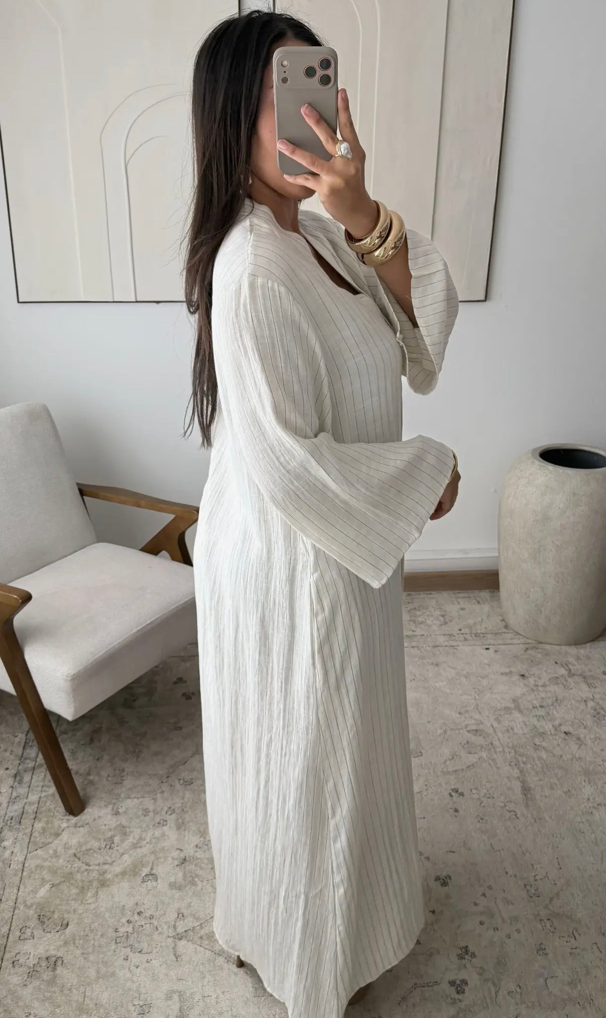 Mayssa Stripe Dress – White